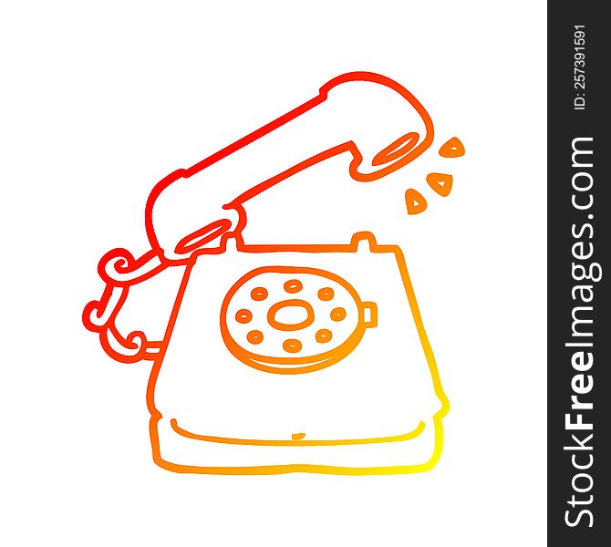 warm gradient line drawing of a cartoon old telephone