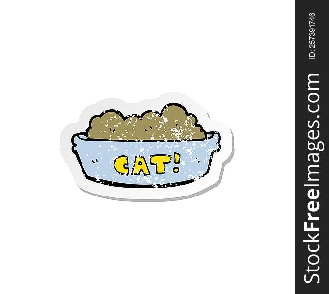 retro distressed sticker of a cartoon cat food