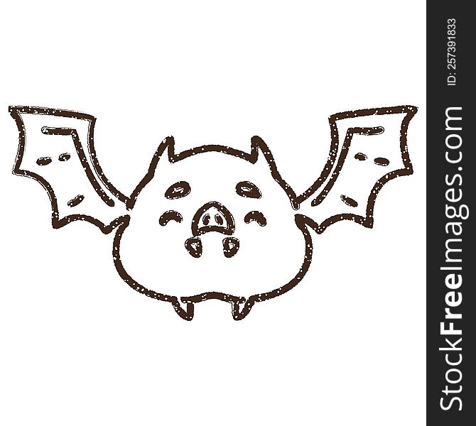 Halloween Bat Charcoal Drawing