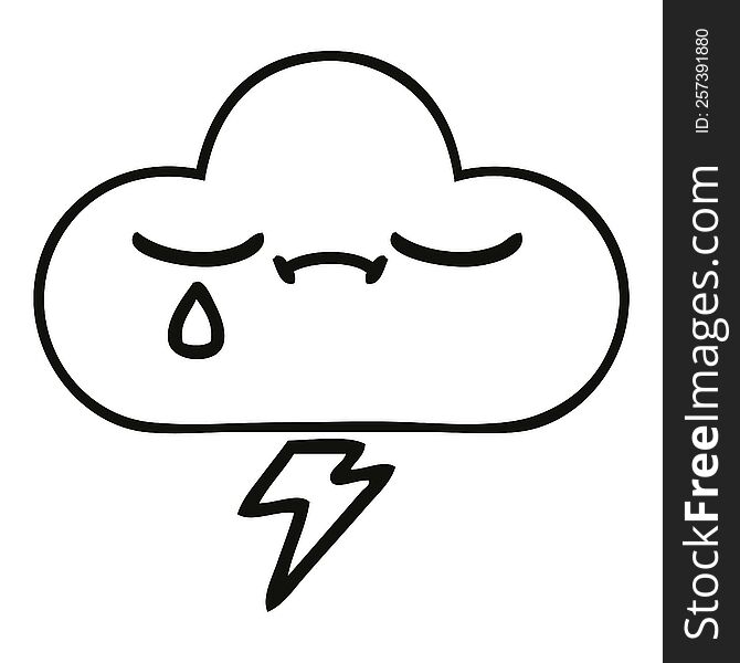 Line Drawing Cartoon Storm Cloud