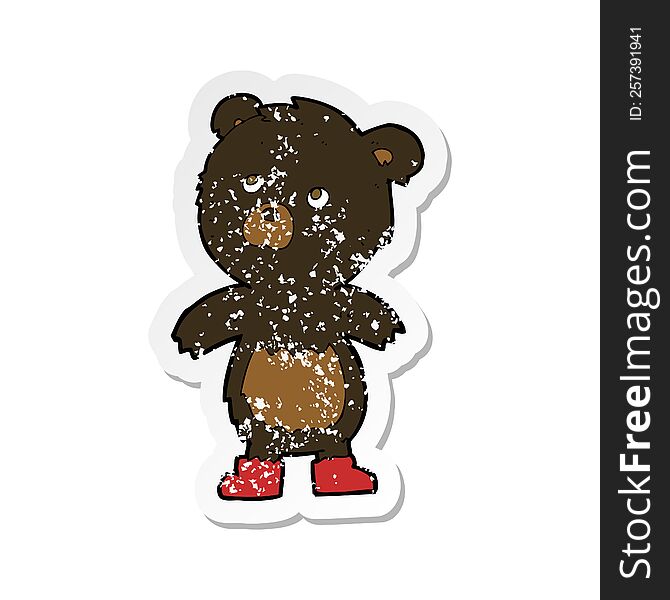 retro distressed sticker of a cartoon cute little bear