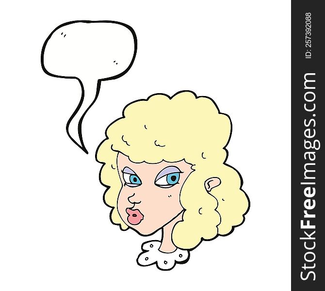 Cartoon Suspicious Woman With Speech Bubble