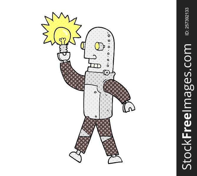 cartoon robot with light bulb