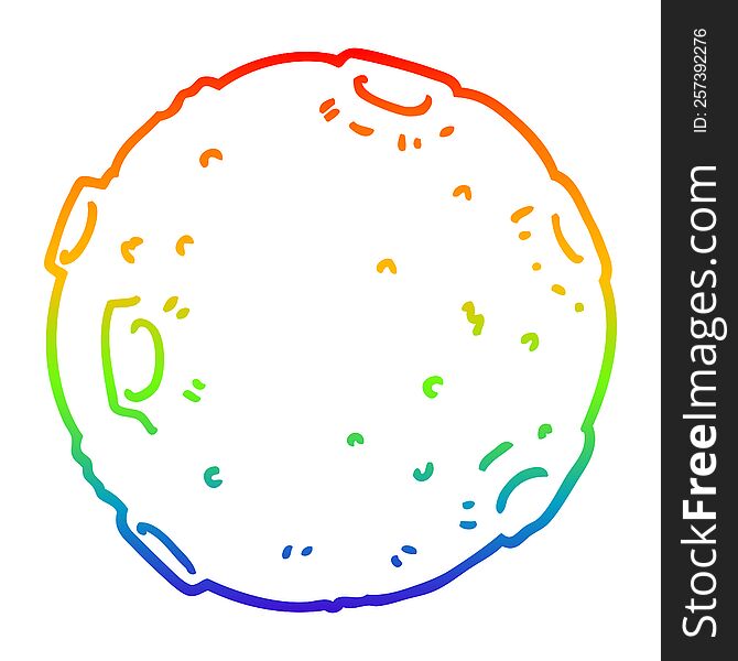 rainbow gradient line drawing of a cartoon moon