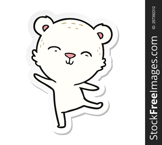 Sticker Of A Happy Cartoon Polar Bear Dancing