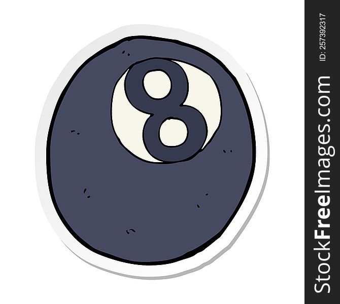 sticker of a cartoon eight ball