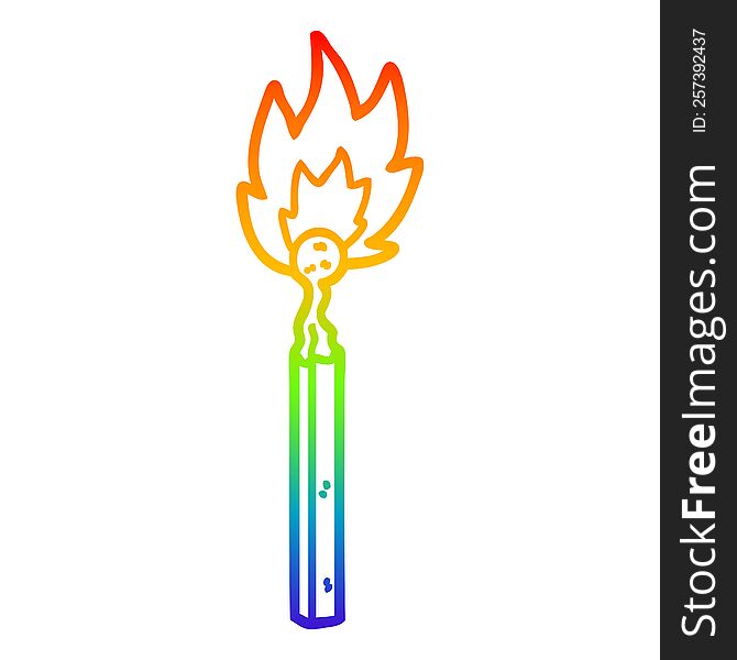 rainbow gradient line drawing cartoon burning match