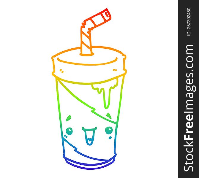 Rainbow Gradient Line Drawing Cartoon Soda Cup
