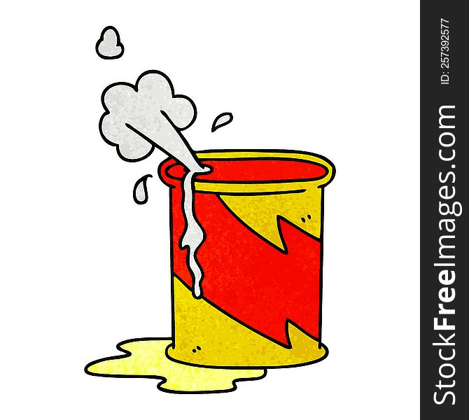 Quirky Hand Drawn Cartoon Exploding Oil Can