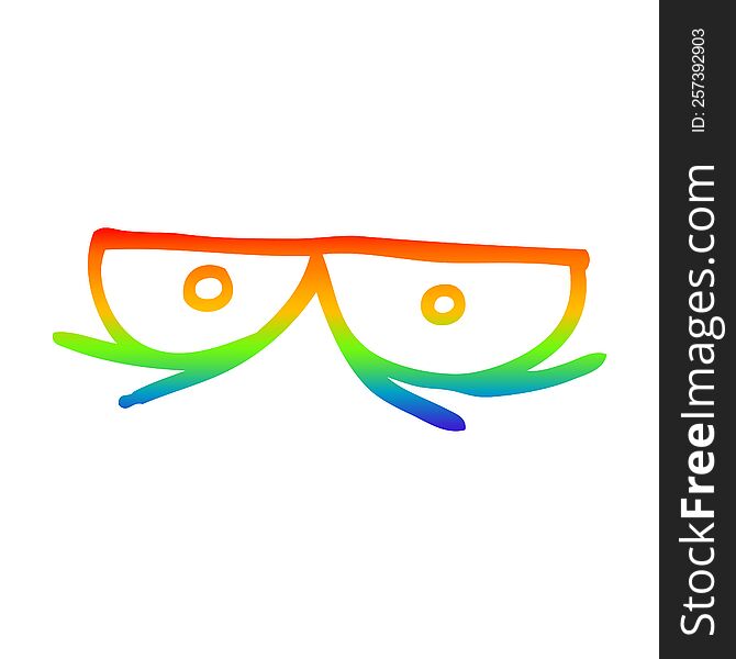 Rainbow Gradient Line Drawing Cartoon Staring Eyes