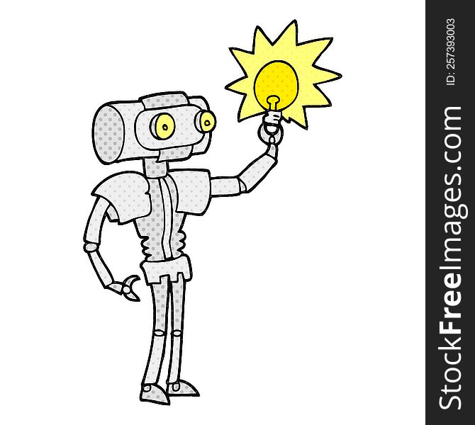 cartoon robot with light bulb