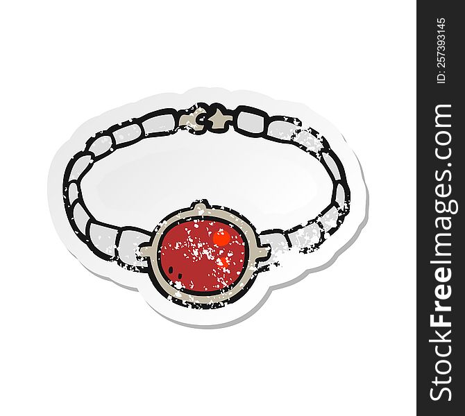 retro distressed sticker of a cartoon ruby bracelet