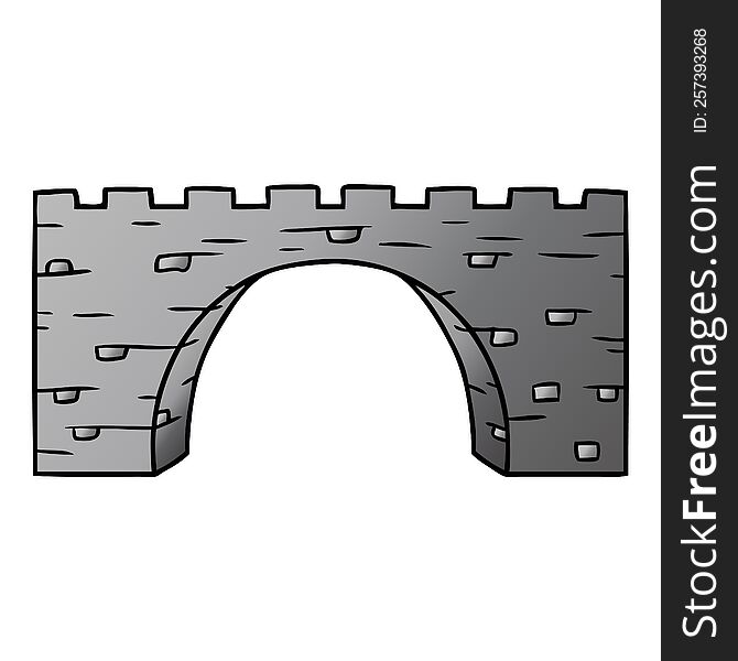 hand drawn gradient cartoon doodle of a stone bridge