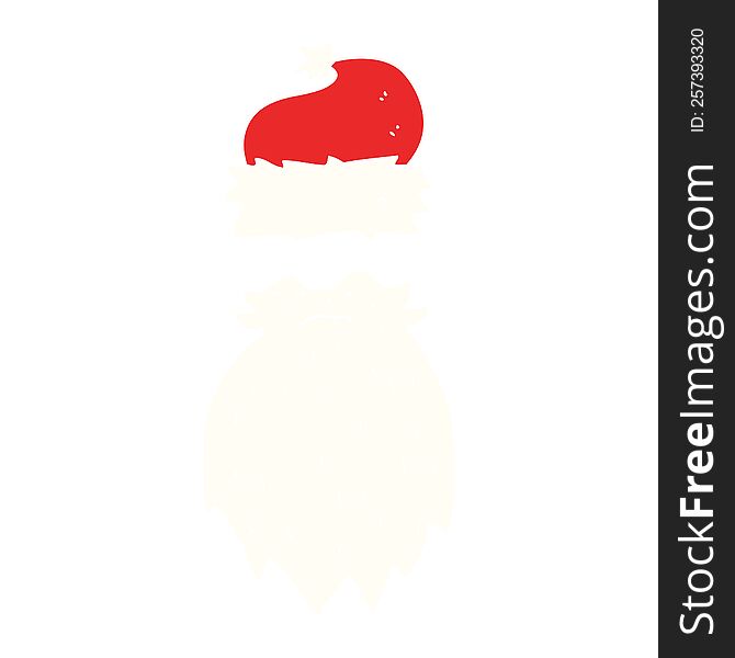 Flat Color Illustration Of A Cartoon Santa Hat And Beard