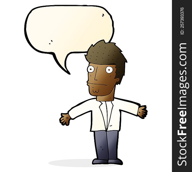 Cartoon Confused Man With Speech Bubble