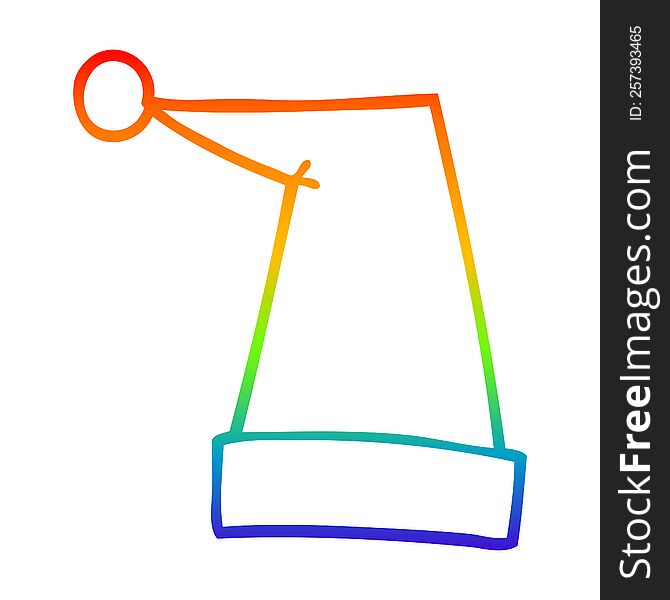 Rainbow Gradient Line Drawing Cartoon Elf Hat