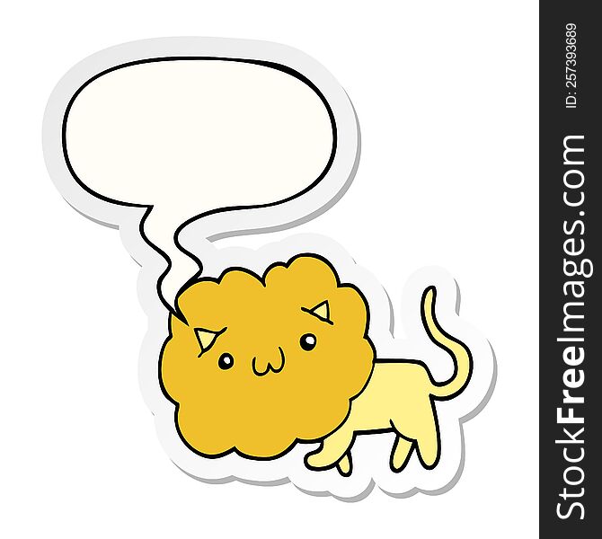 Cartoon Lion And Speech Bubble Sticker