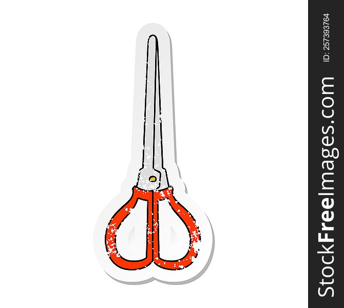 Distressed Sticker Of A Quirky Hand Drawn Cartoon Scissors