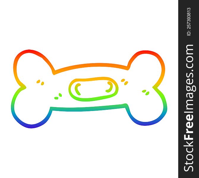 Rainbow Gradient Line Drawing Cartoon Pet Bone
