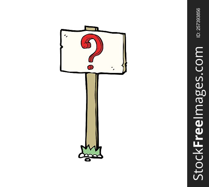 Cartoon Signpost With Question Mark