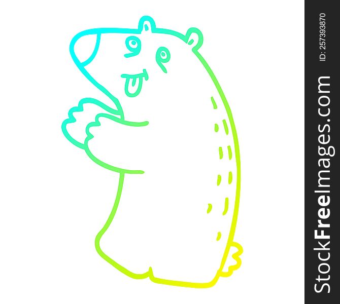 Cold Gradient Line Drawing Cartoon Happy Bear