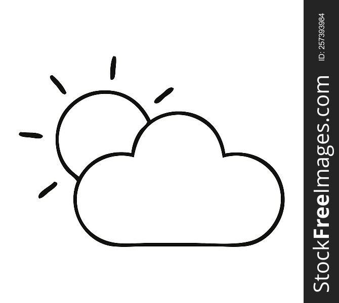 line drawing cartoon sunshine and cloud