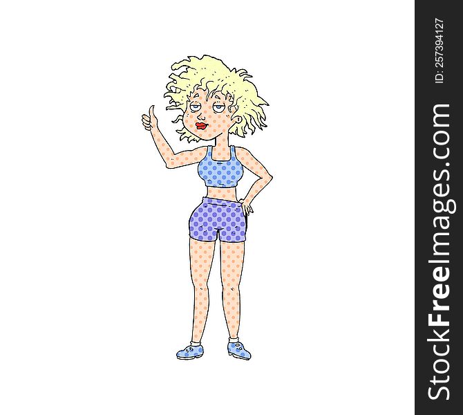 Cartoon Tired Gym Woman
