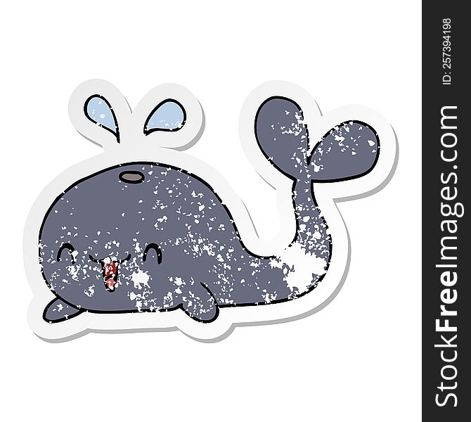 Distressed Sticker Of A Cartoon Happy Whale