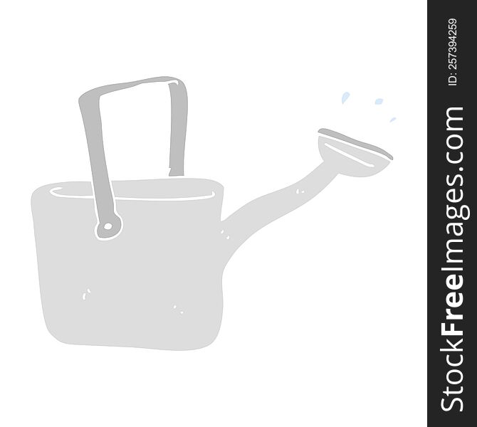 Flat Color Illustration Of A Cartoon Watering Can