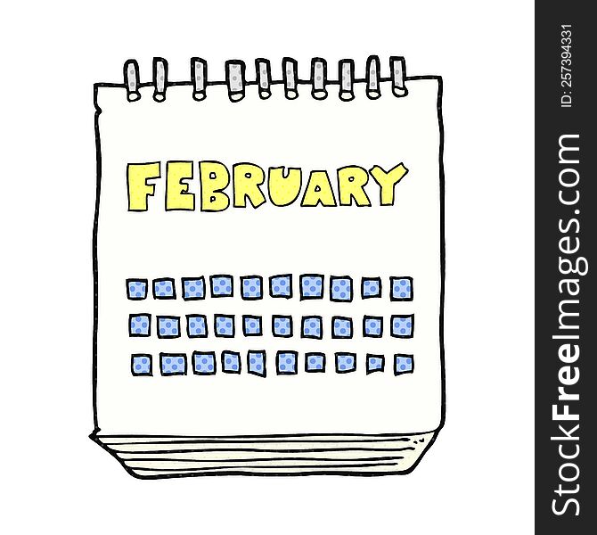 Cartoon Calendar Showing Month Of February