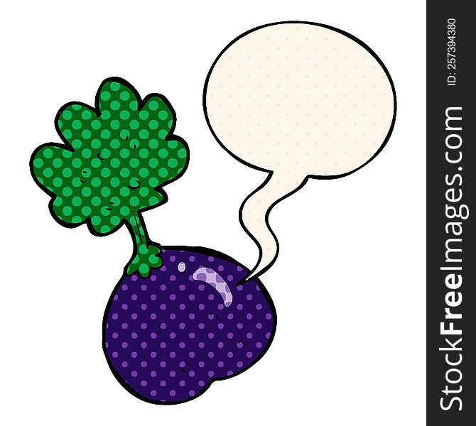 Cartoon Vegetable And Speech Bubble In Comic Book Style