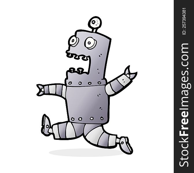 Cartoon Terrified Robot
