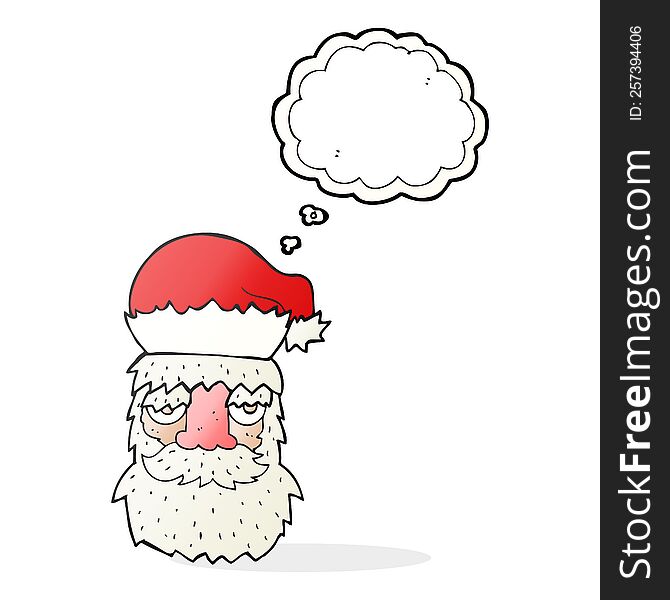Thought Bubble Cartoon Tired Santa Claus Face