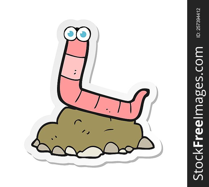 sticker of a cartoon worm