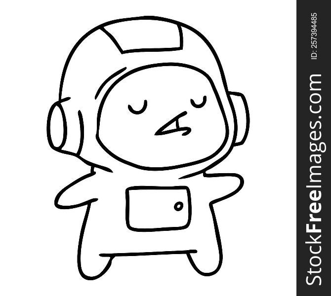 line drawing illustration of a kawaii cute astronaut boy. line drawing illustration of a kawaii cute astronaut boy