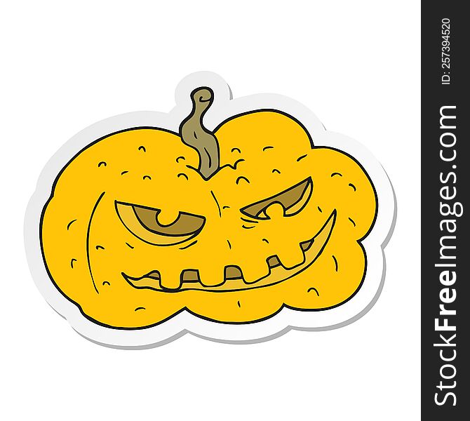 Sticker Of A Cartoon Halloween Pumpkin