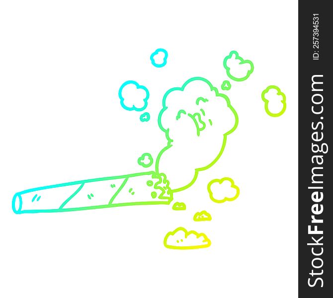 cold gradient line drawing of a cartoon smoking cigarette