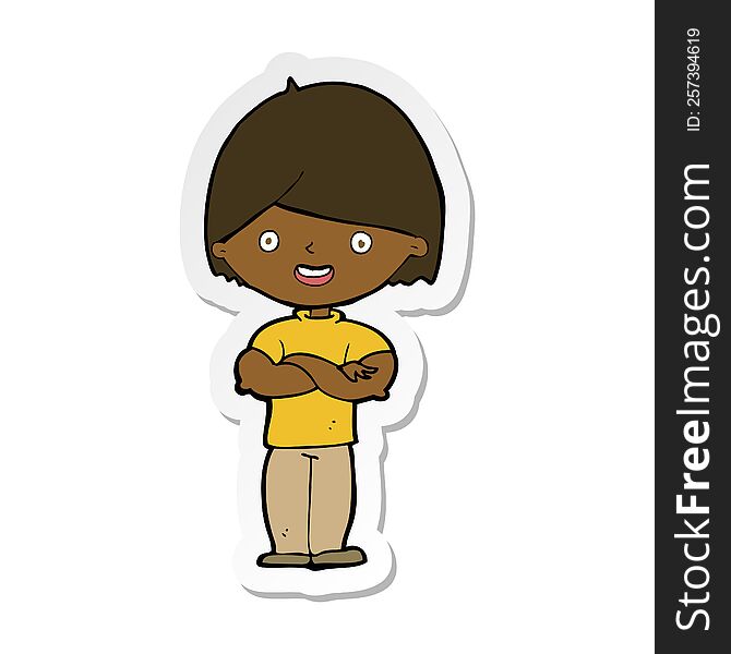 Sticker Of A Cartoon Man With Crossed Arms