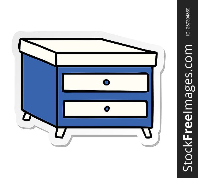 sticker cartoon doodle of a bedside table