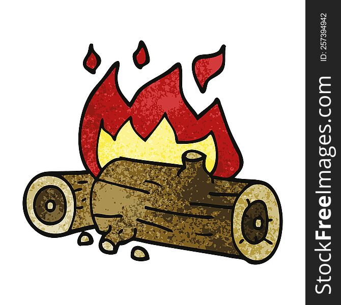 cartoon doodle burning logs