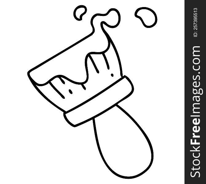 line doodle of a paintbrush loaded with paint. line doodle of a paintbrush loaded with paint