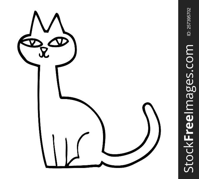 line drawing cartoon cat