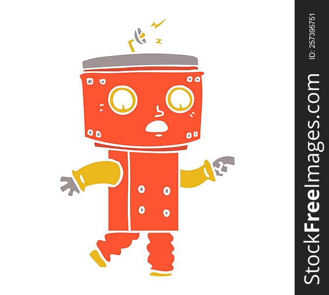 Flat Color Style Cartoon Robot Pointing