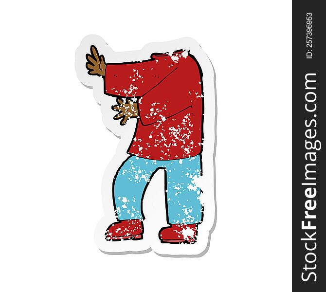 Retro Distressed Sticker Of A Cartoon Male Body