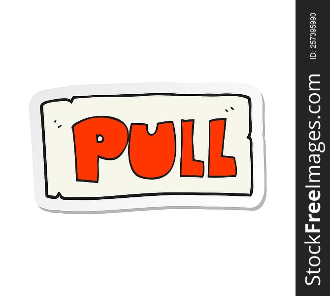 sticker of a cartoon door pull sign