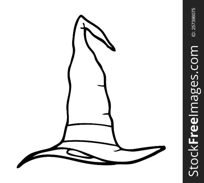Line Drawing Cartoon Witch Hat