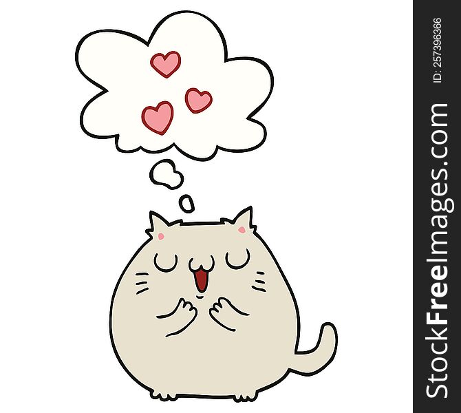 Cute Cartoon Cat In Love And Thought Bubble