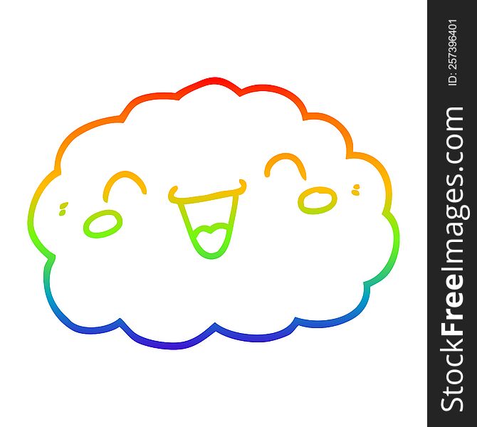 Rainbow Gradient Line Drawing Happy Cartoon Cloud