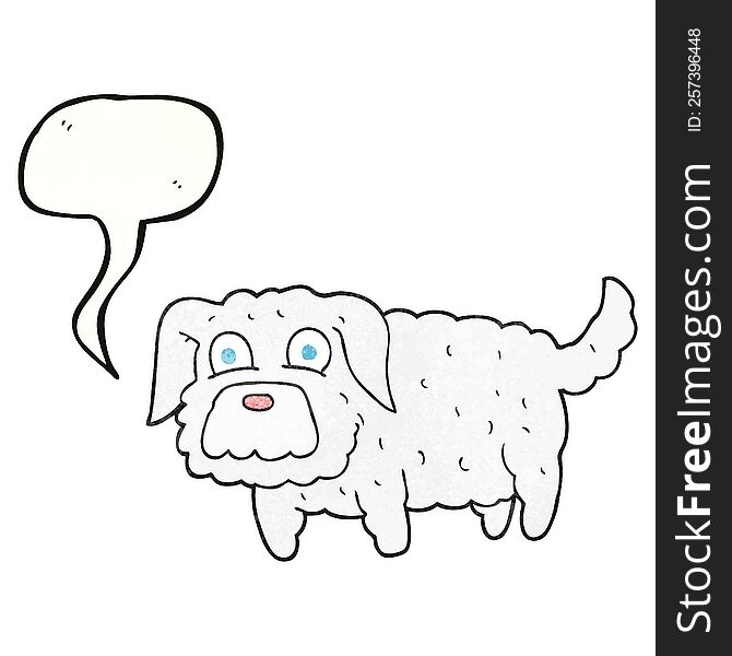 freehand speech bubble textured cartoon small dog