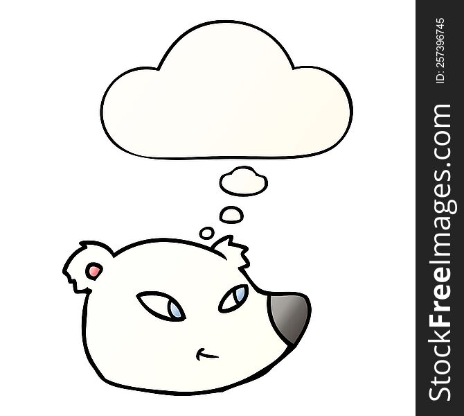 Cartoon Polar Bear Face And Thought Bubble In Smooth Gradient Style